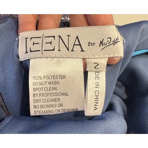 Ienna For Mac Duggal Size 2 Iridescent Long Slit Gown Dress Shimmer Mermaid Glam - Picture 7 of 12